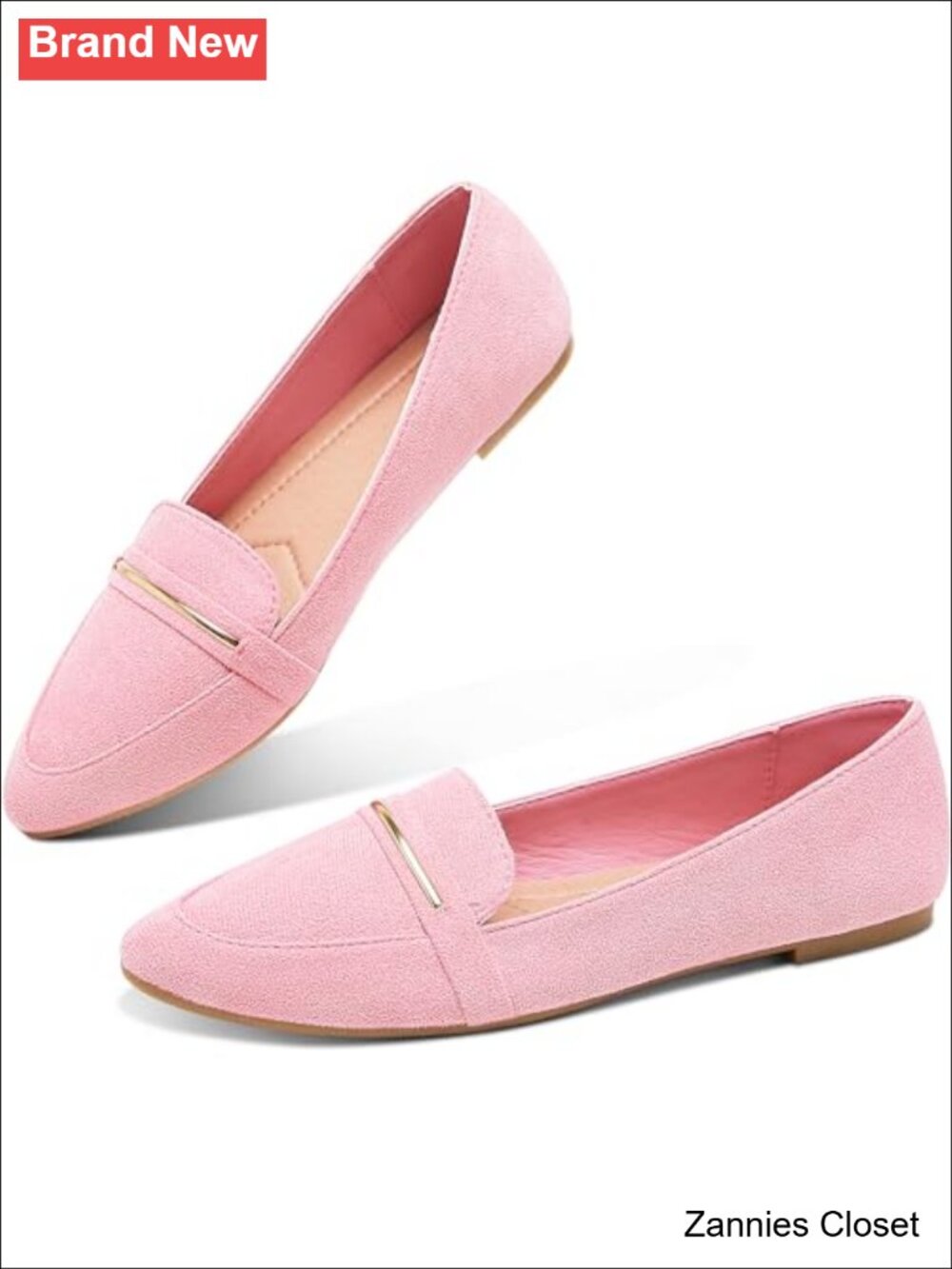 ✨ Pointy Toe Loafer Flats Comfortable Faux Suede Work Penny Slip On Ballet Flat